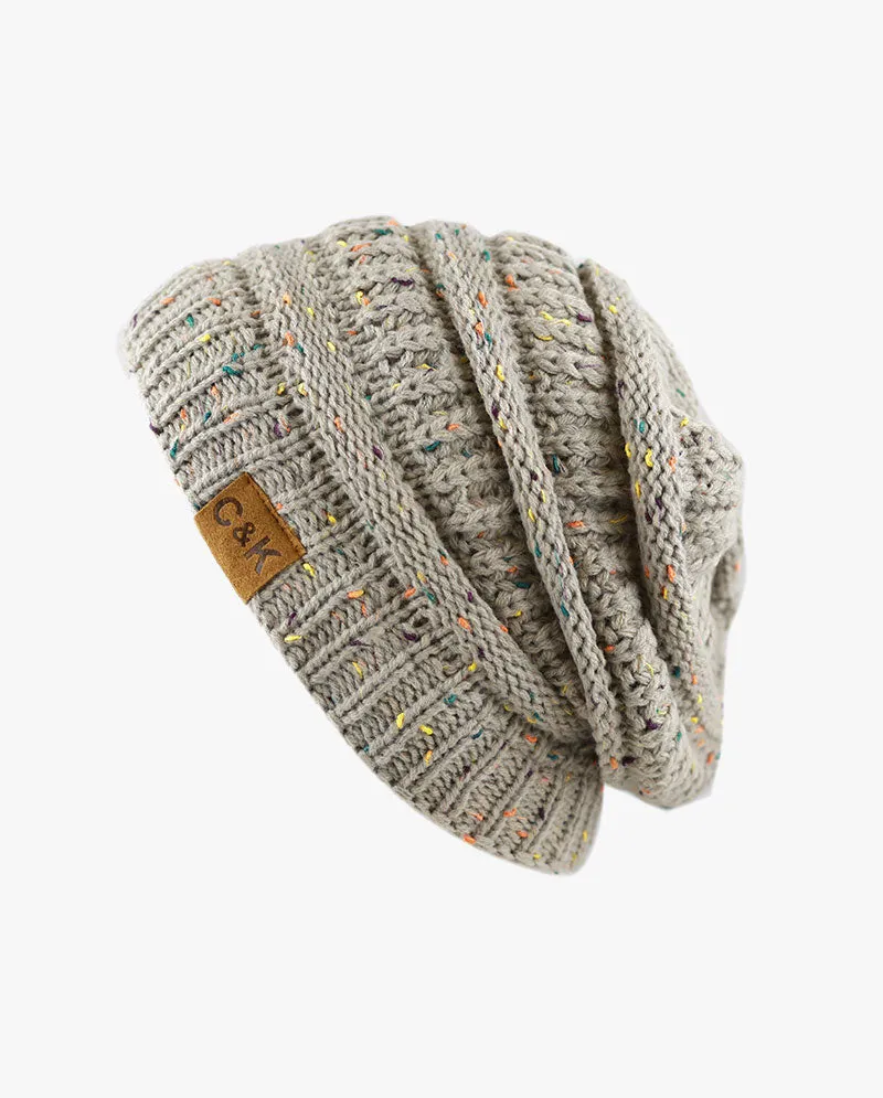 The Hat Depot - Multi Color Stretch Cable Knit Chunky Beanie