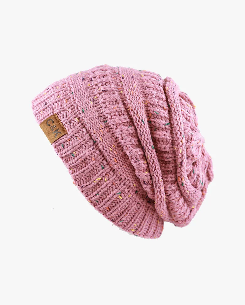 The Hat Depot - Multi Color Stretch Cable Knit Chunky Beanie