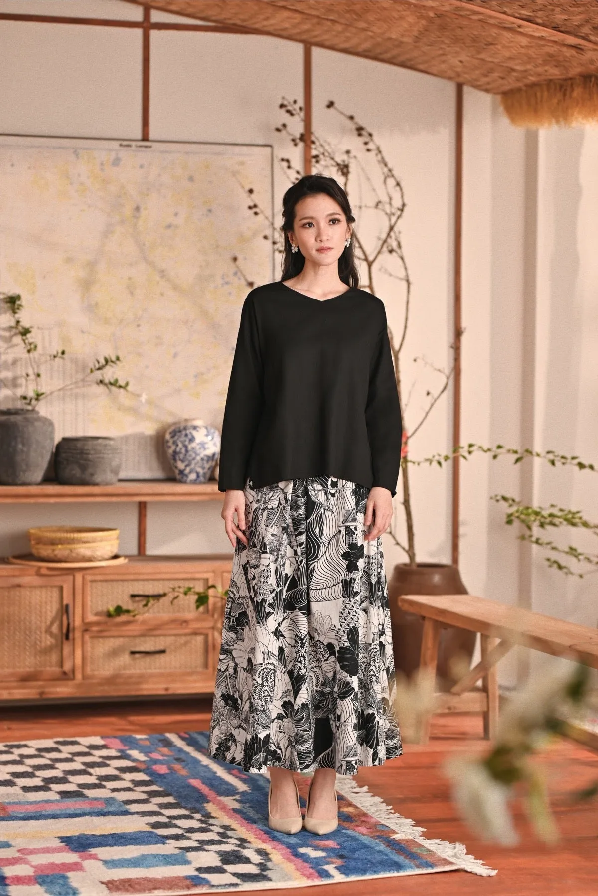 The Heiwa Women A-Line Skirt - Sumi