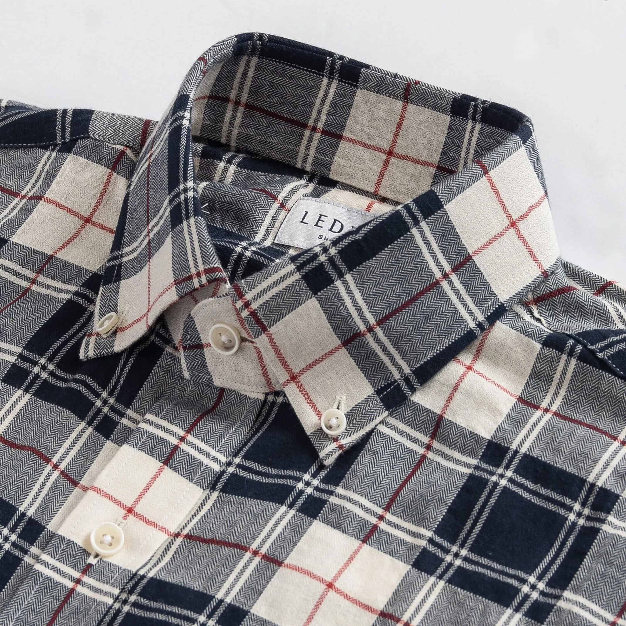 The Navy Brooks Brushed Herringbone Custom Shirt