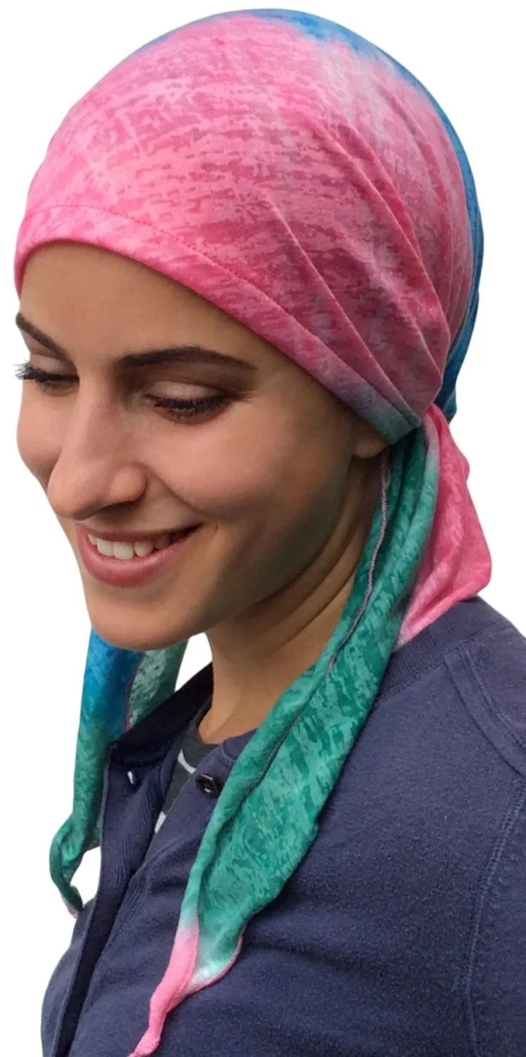 Tie Back Scrub Cap Cotton Candy Colorful Pre-Tied Tichel Hair Wrap Lightweight Hijab Head Scarf For Women