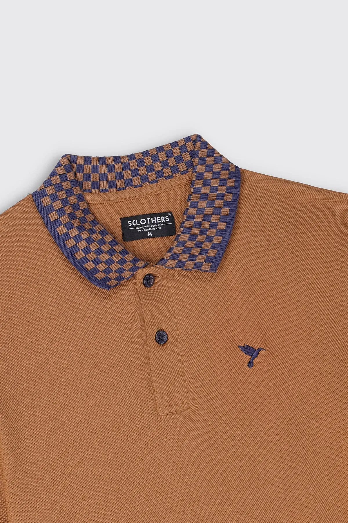 Tobacco Brown Jacquard Collar Polo Shirt - S23 - MP0218R