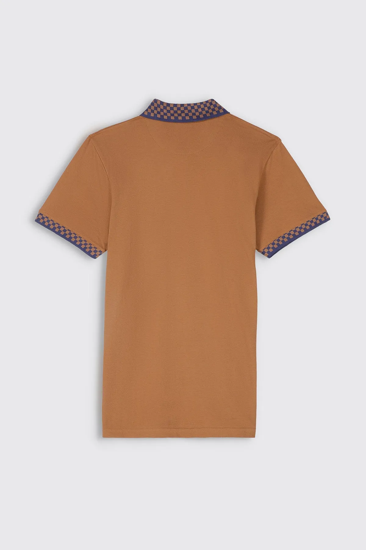 Tobacco Brown Jacquard Collar Polo Shirt - S23 - MP0218R