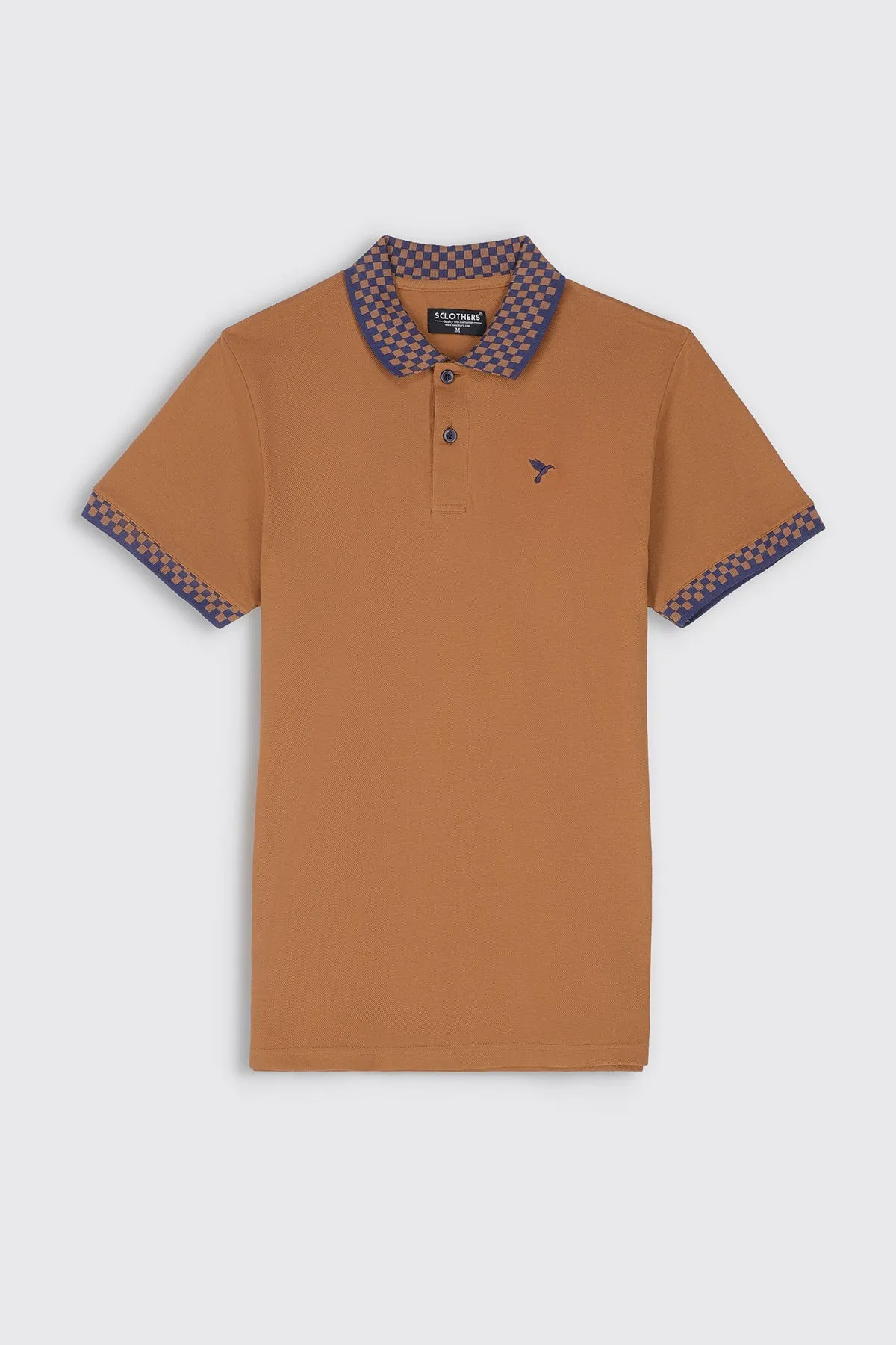 Tobacco Brown Jacquard Collar Polo Shirt - S23 - MP0218R