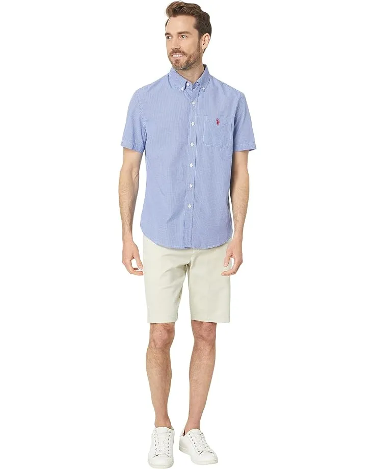 U.S. Polo Assn. Men's Short Sleeve Gingham Slub Poplin Button Down Shirt