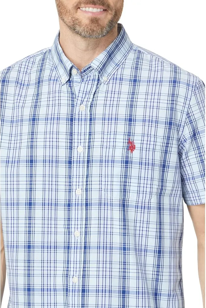 U.S. Polo Assn. Short Sleeve CVC Yarn-Dye Poplin Woven Shirt 