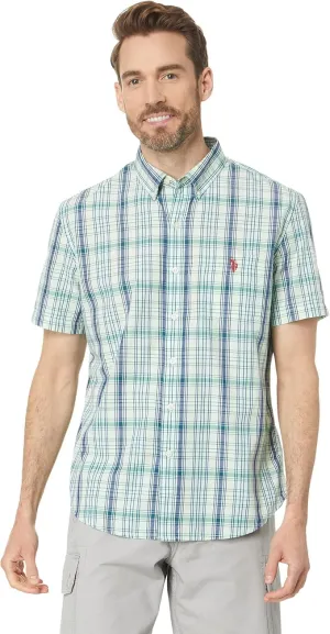 U.S. Polo Assn. Short Sleeve CVC Yarn-Dye Poplin Woven Shirt 