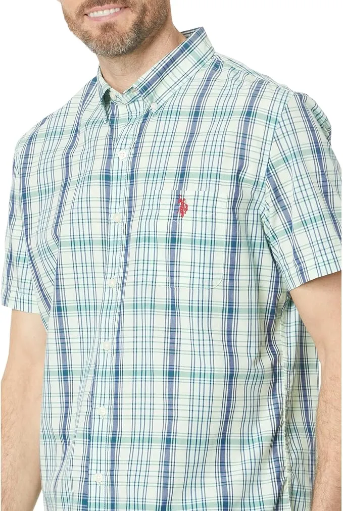 U.S. Polo Assn. Short Sleeve CVC Yarn-Dye Poplin Woven Shirt 