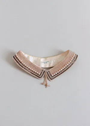 Vintage 1950s Pearl Beaded Sweater Collar with Tassels