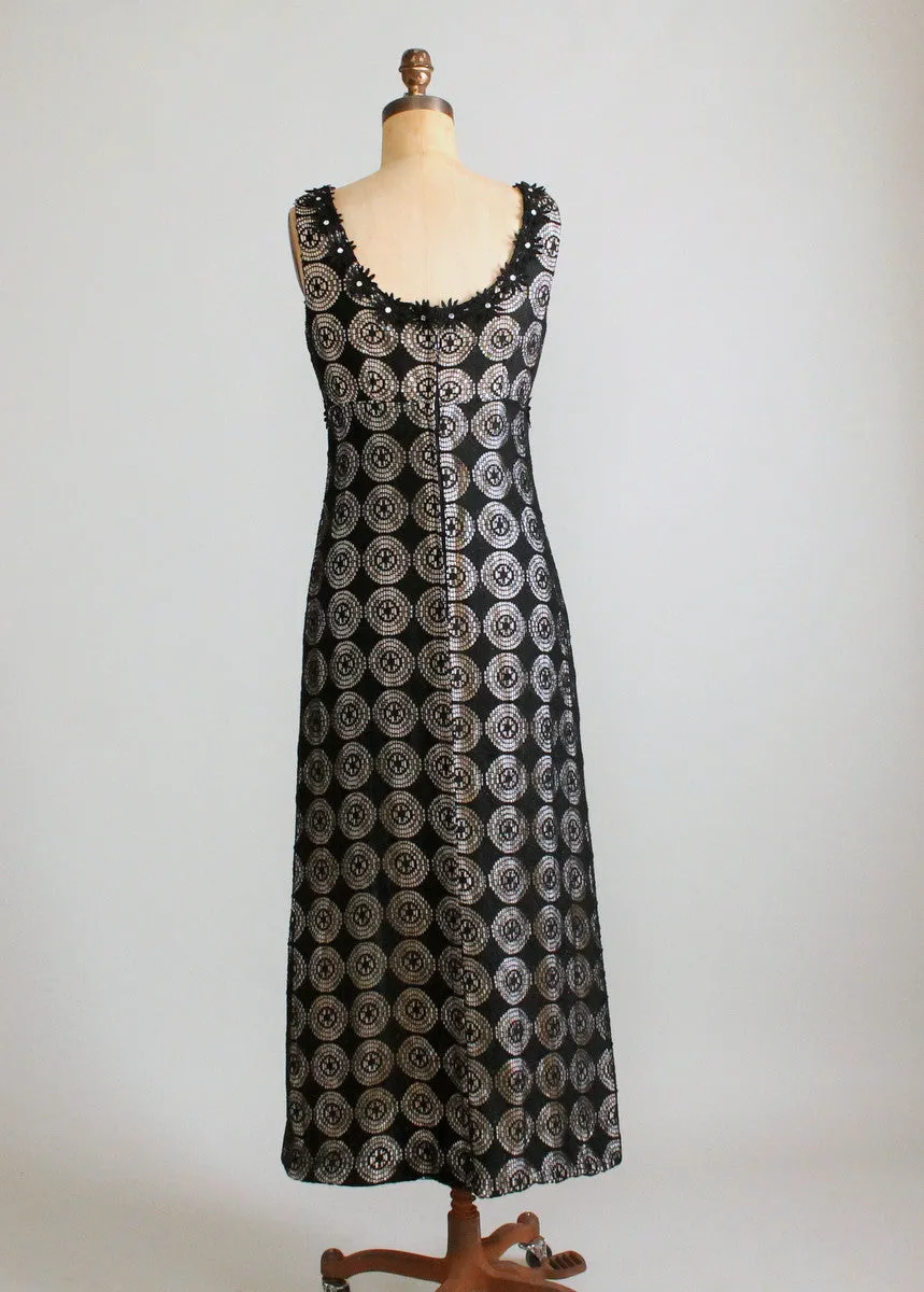 Vintage 1960s Black Lace Maxi Dress