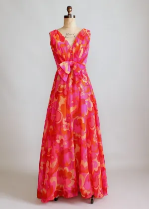 Vintage 1960s Enrico Crista Chiffon Summer Party Maxi Dress