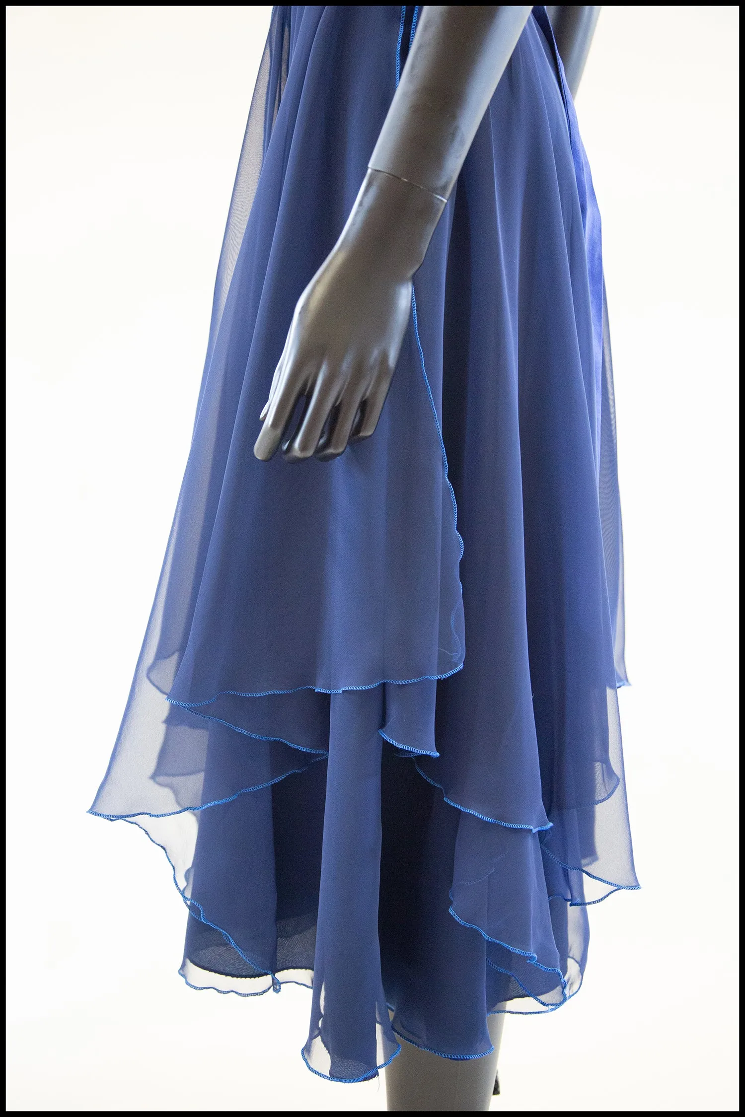 Vintage 1970s Blue Chiffon Dance Dress