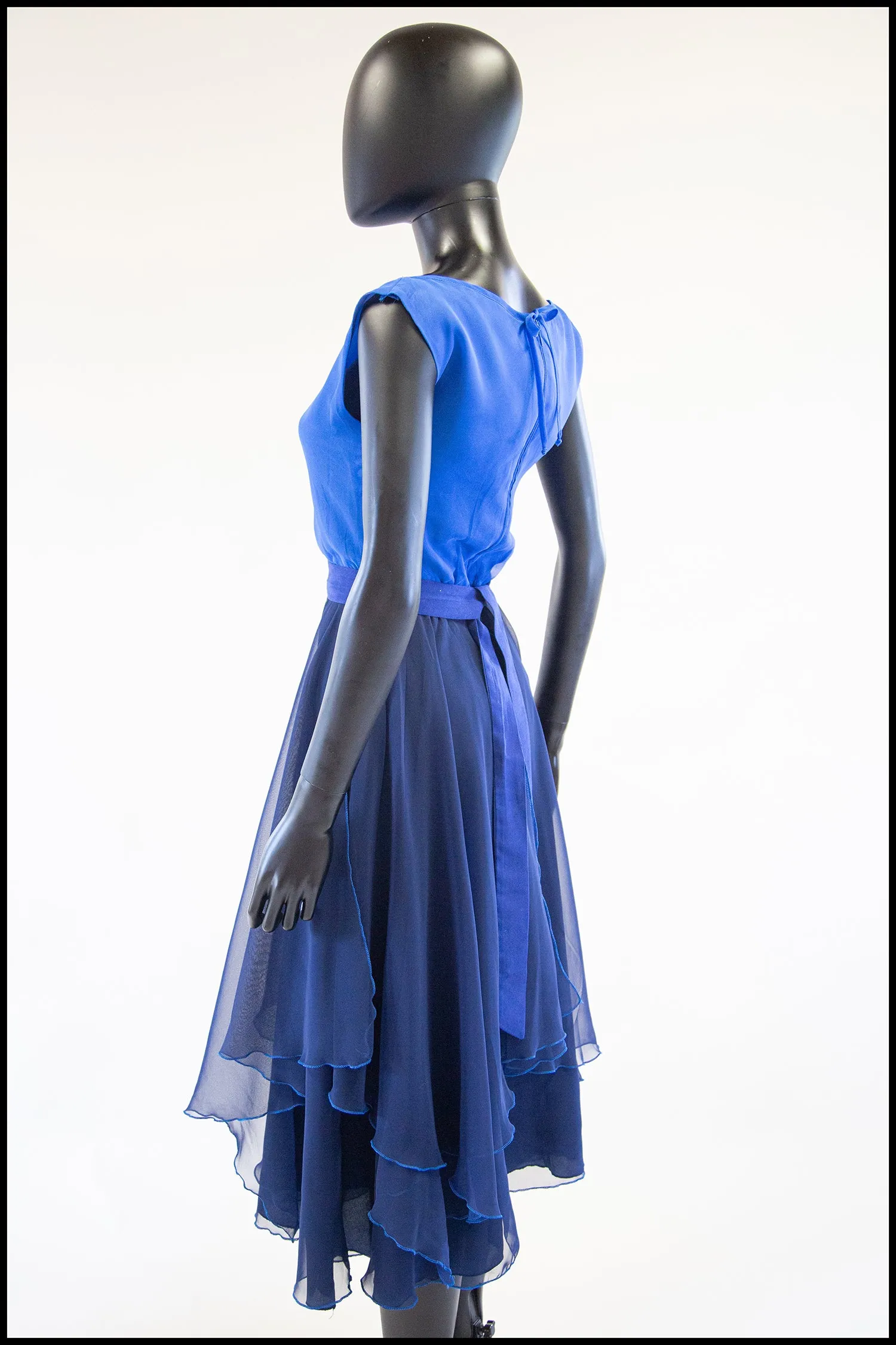 Vintage 1970s Blue Chiffon Dance Dress