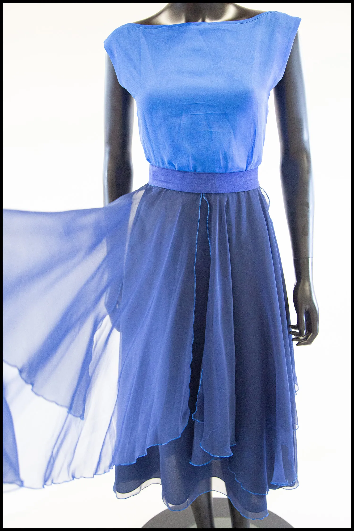 Vintage 1970s Blue Chiffon Dance Dress