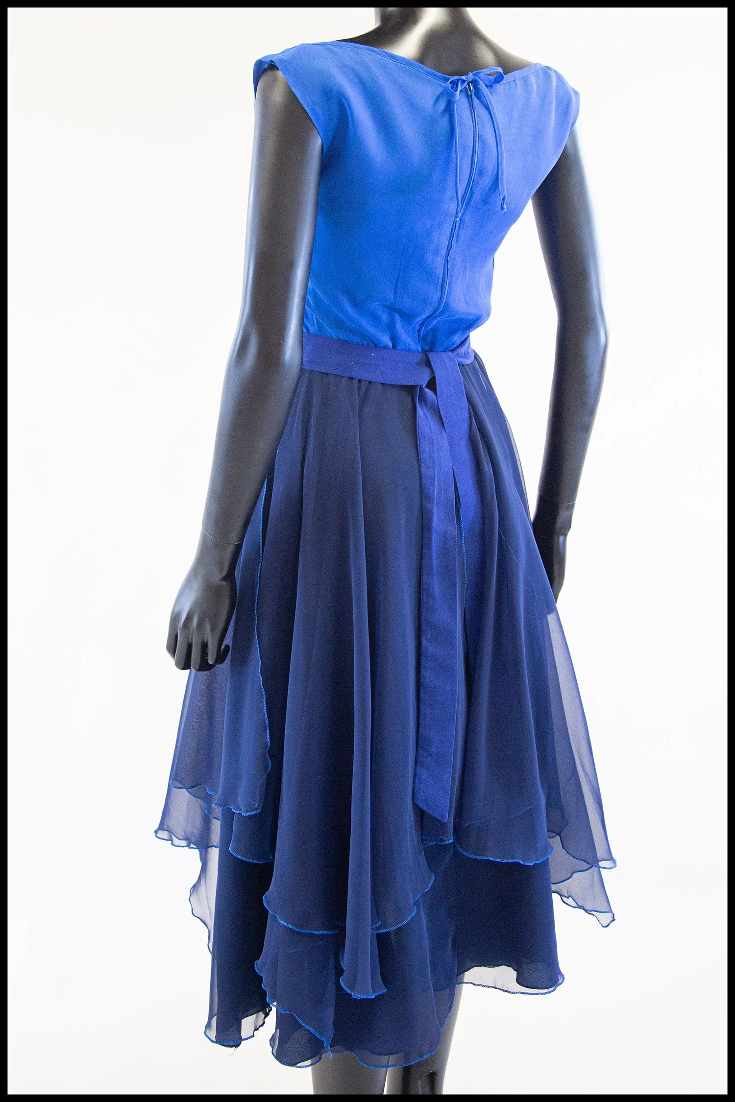 Vintage 1970s Blue Chiffon Dance Dress