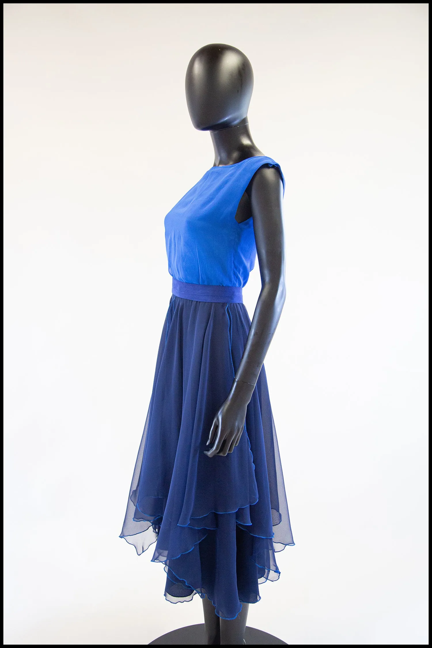 Vintage 1970s Blue Chiffon Dance Dress