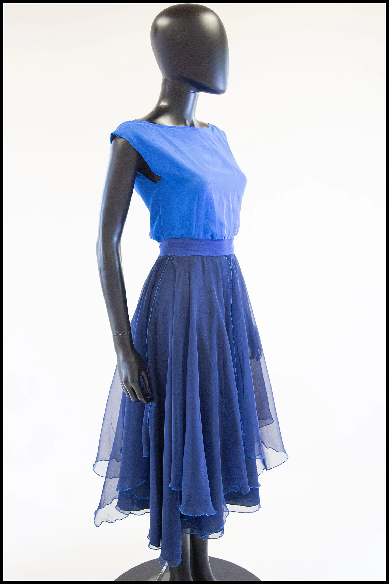 Vintage 1970s Blue Chiffon Dance Dress