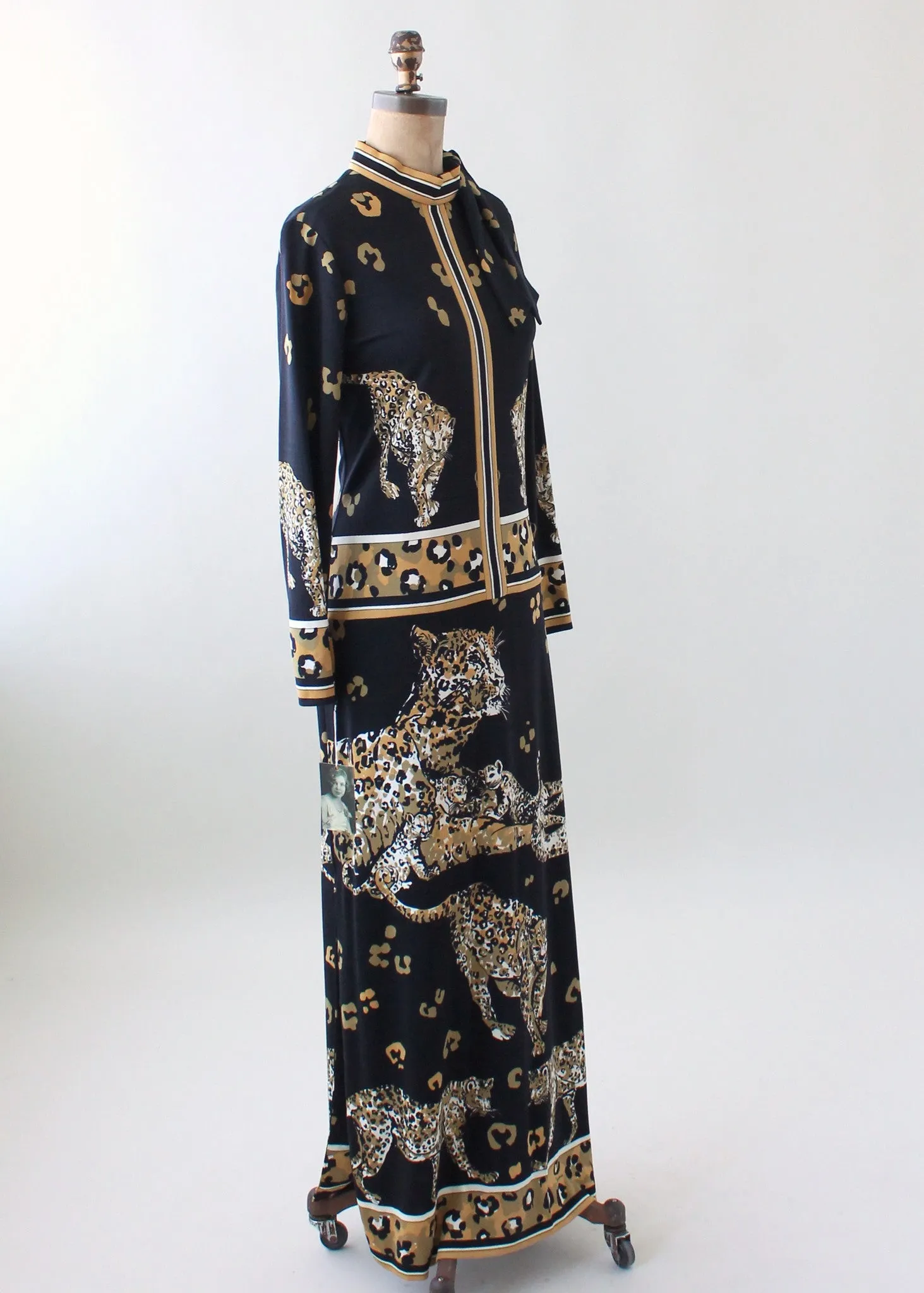 Vintage 1970s Paganne Leopard Print Maxi Dress