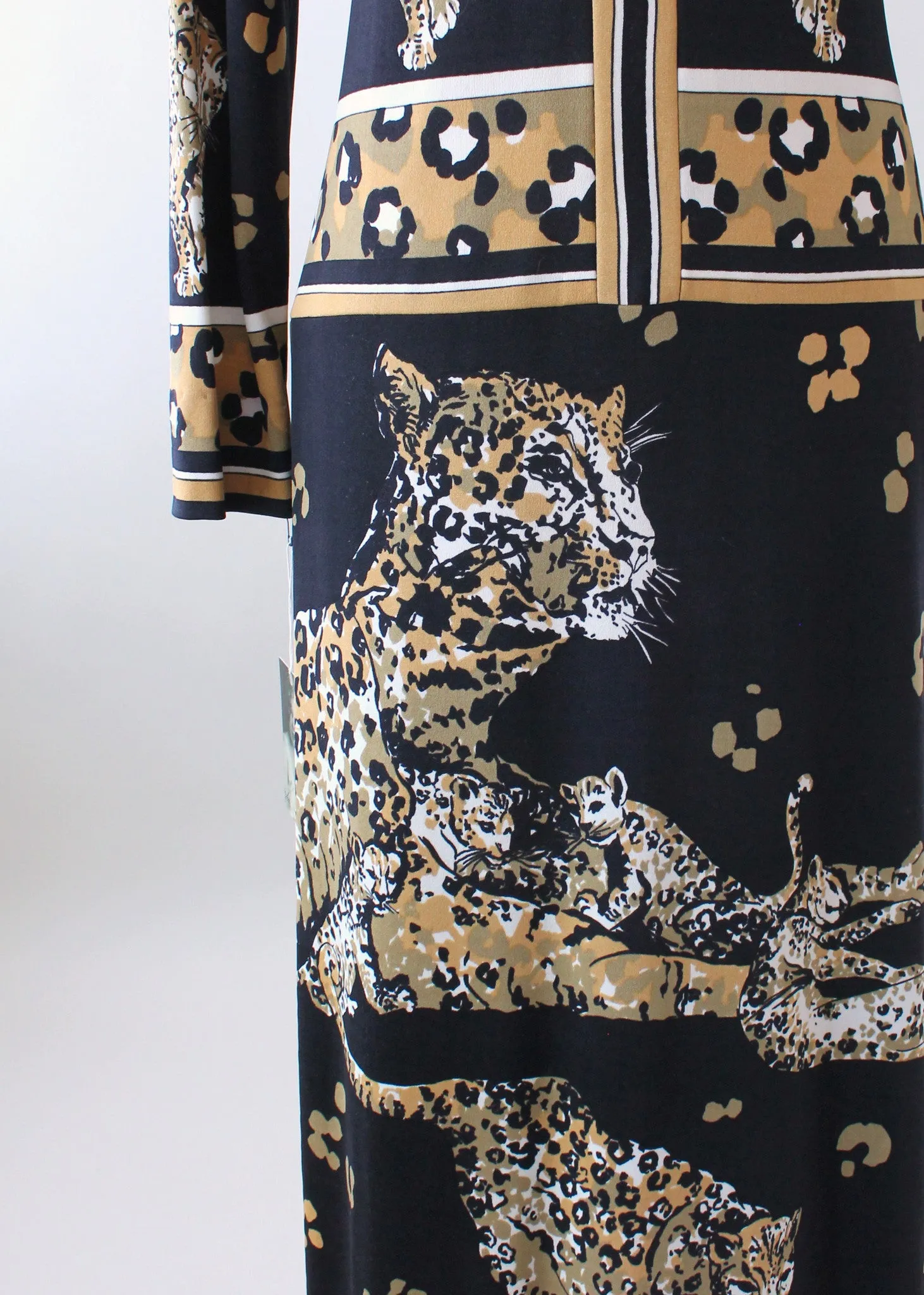 Vintage 1970s Paganne Leopard Print Maxi Dress