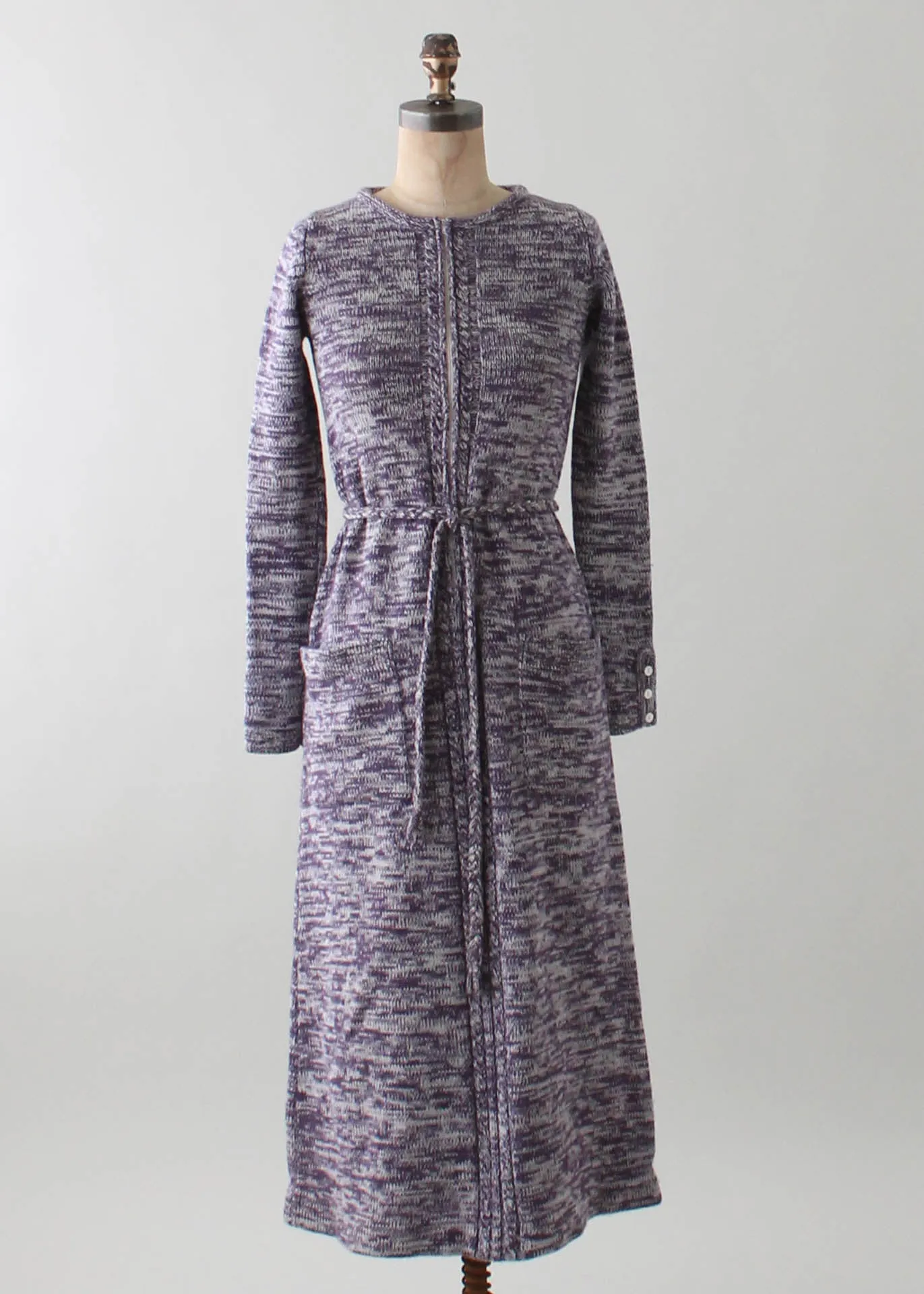 Vintage 1970s Purple Space Dyed Knit Maxi Dress