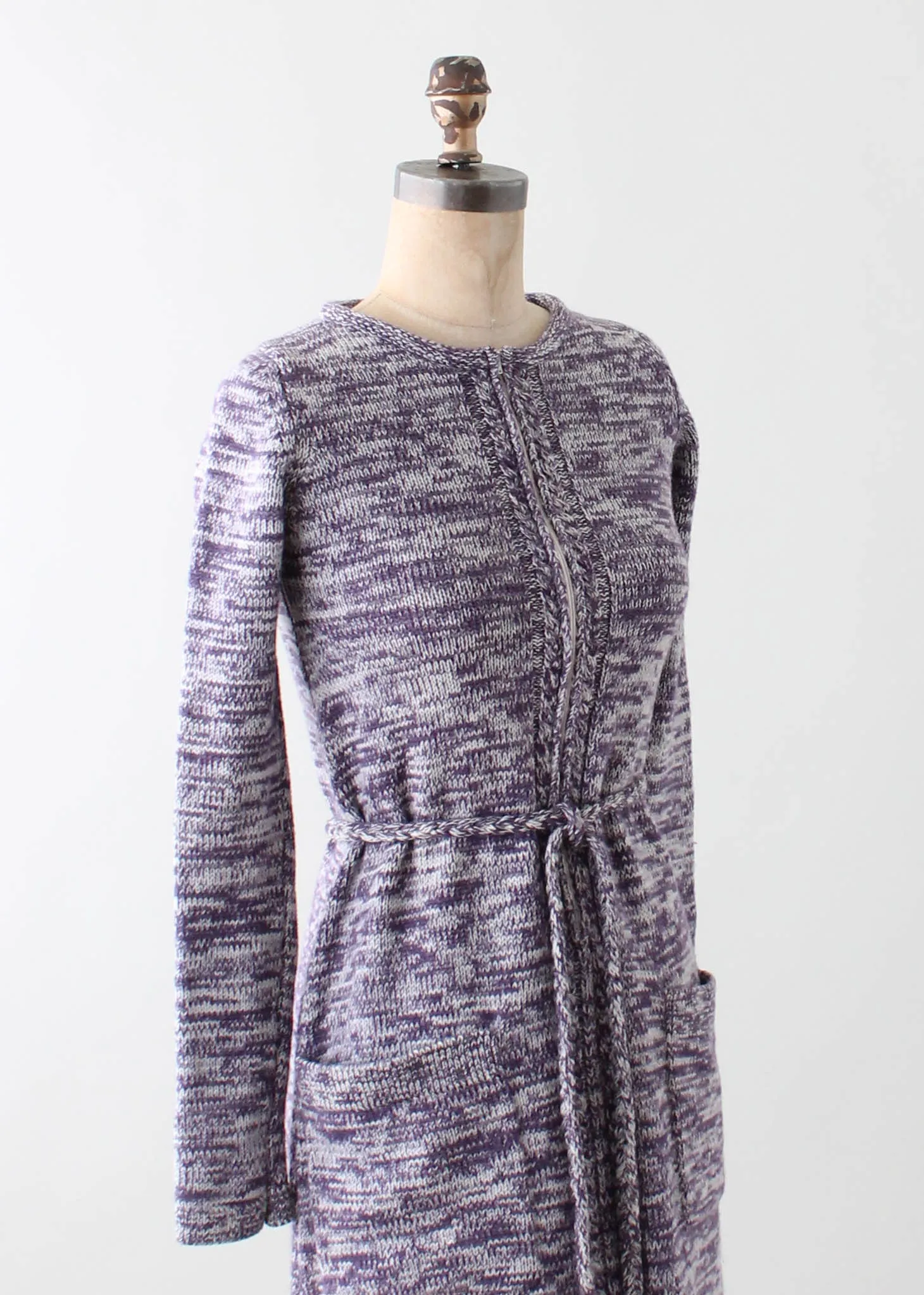 Vintage 1970s Purple Space Dyed Knit Maxi Dress