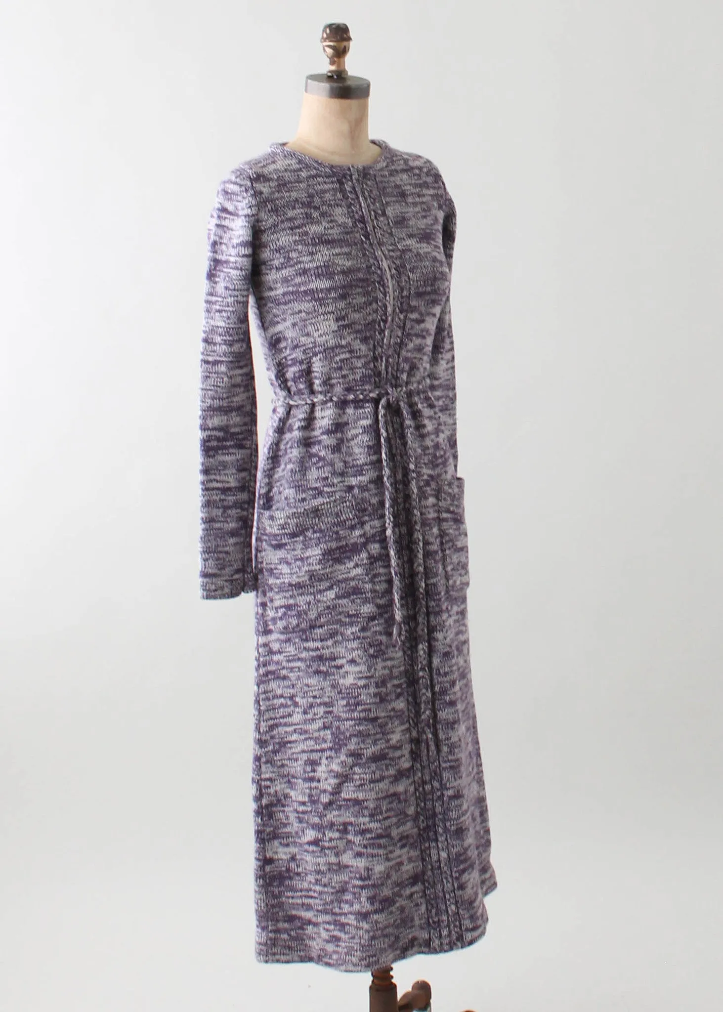 Vintage 1970s Purple Space Dyed Knit Maxi Dress