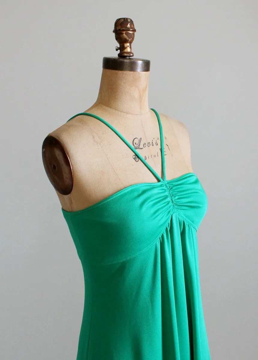 Vintage 1970s Sexy Green Maxi Dress