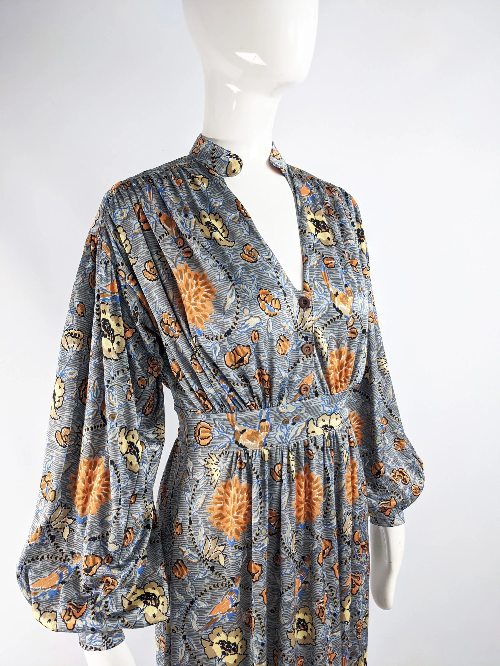 Vintage Bohemian Balloon Sleeved Maxi Dress, 1970s