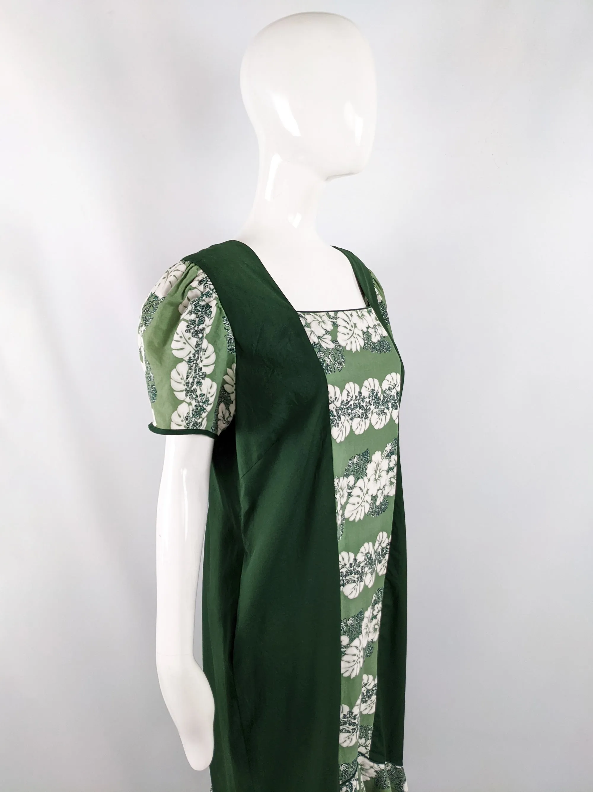 Vintage Green Oversized Hawaiian Muu Muu Dress, 1970s