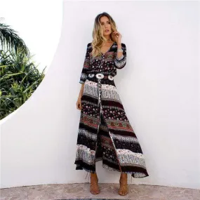 Vintage Print Maxi Dress