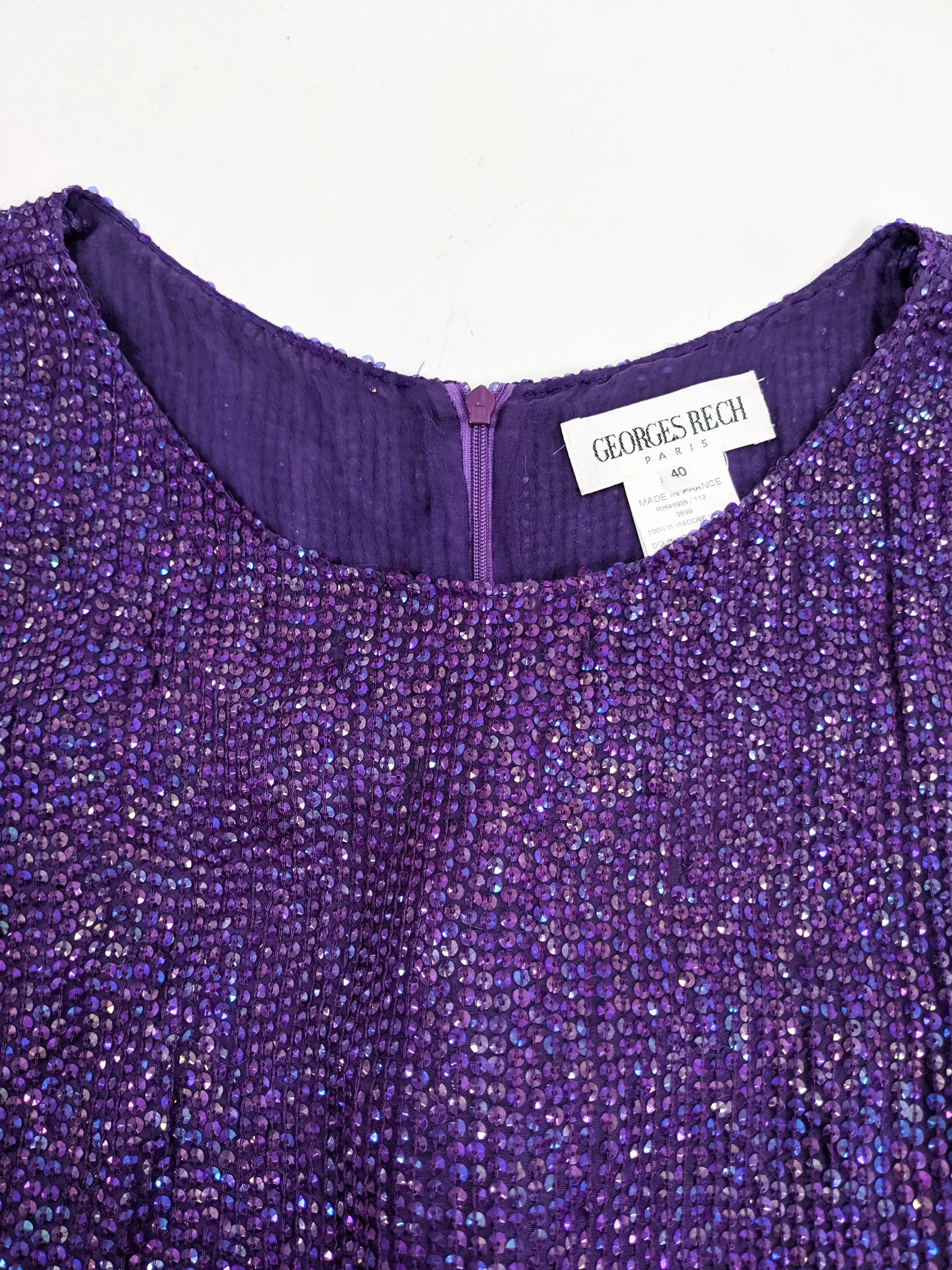 Vintage Purple Fully Sequinned Evening Maxi Dress, 1990s