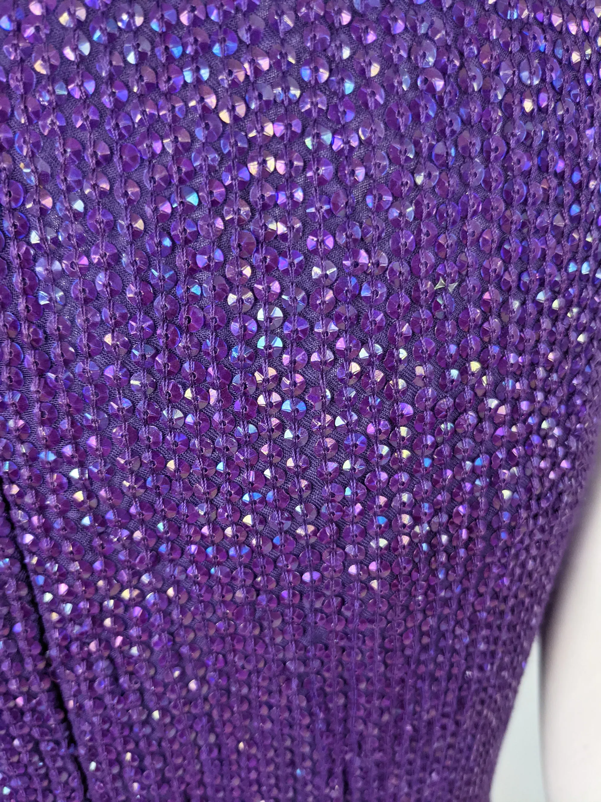 Vintage Purple Fully Sequinned Evening Maxi Dress, 1990s