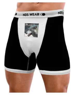 White Wolf Face Mens Boxer Brief Underwear