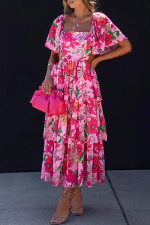 Wild Wonders Floral Print Short Sleeve Maxi Dress