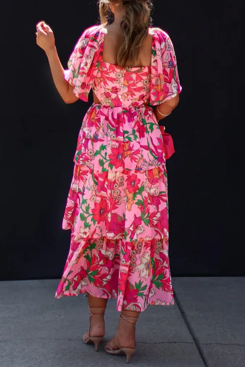 Wild Wonders Floral Print Short Sleeve Maxi Dress