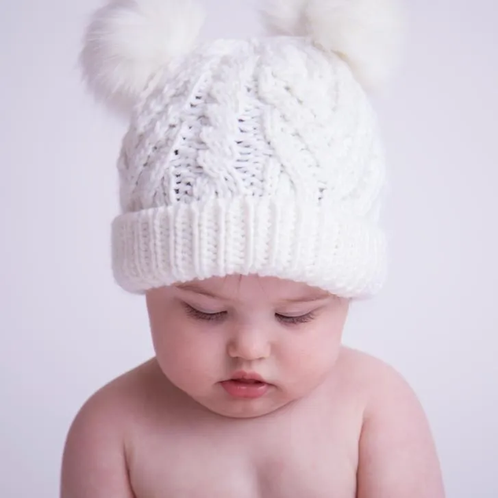 Winter White Fluffer Beanie Hat for Babies, Toddlers & Kids