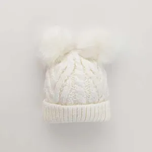 Winter White Fluffer Beanie Hat for Babies, Toddlers & Kids