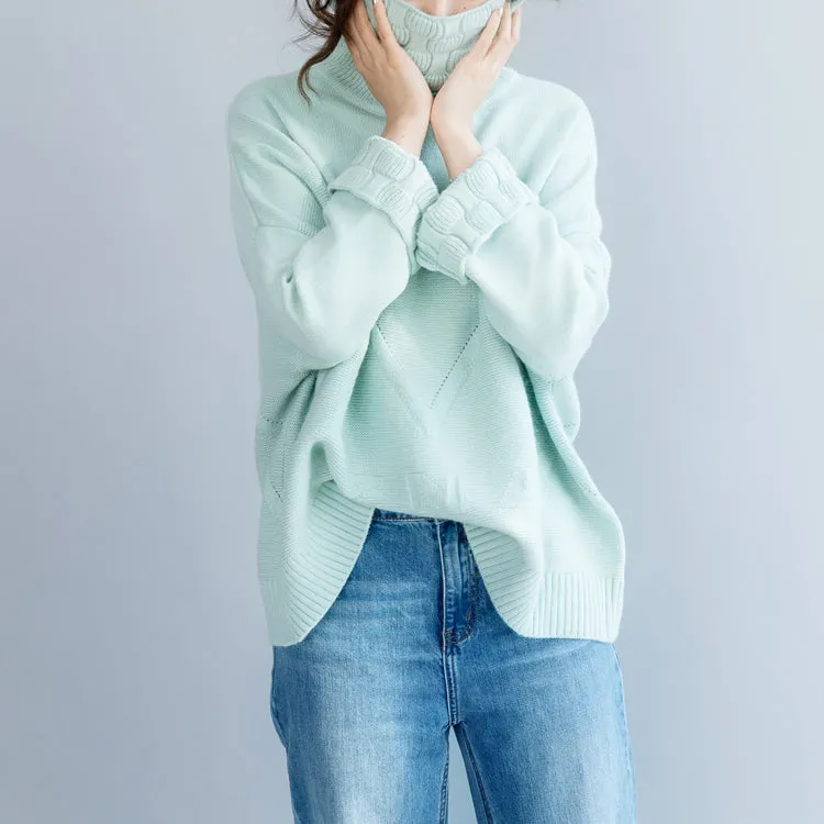 Women High Neck Cotton Loose Sweater