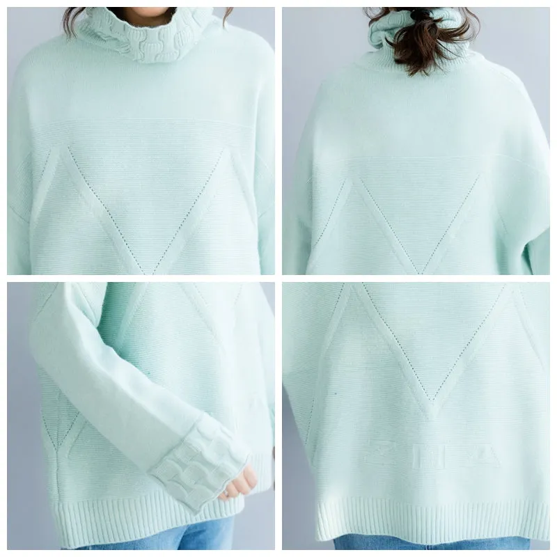 Women High Neck Cotton Loose Sweater