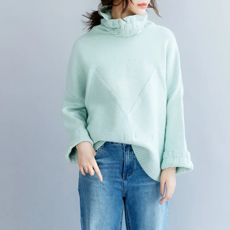 Women High Neck Cotton Loose Sweater