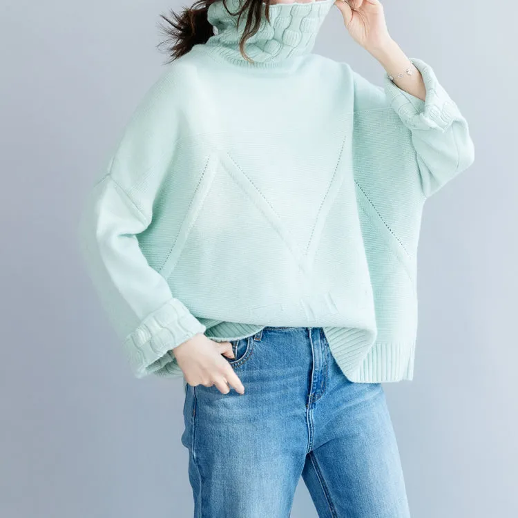 Women High Neck Cotton Loose Sweater