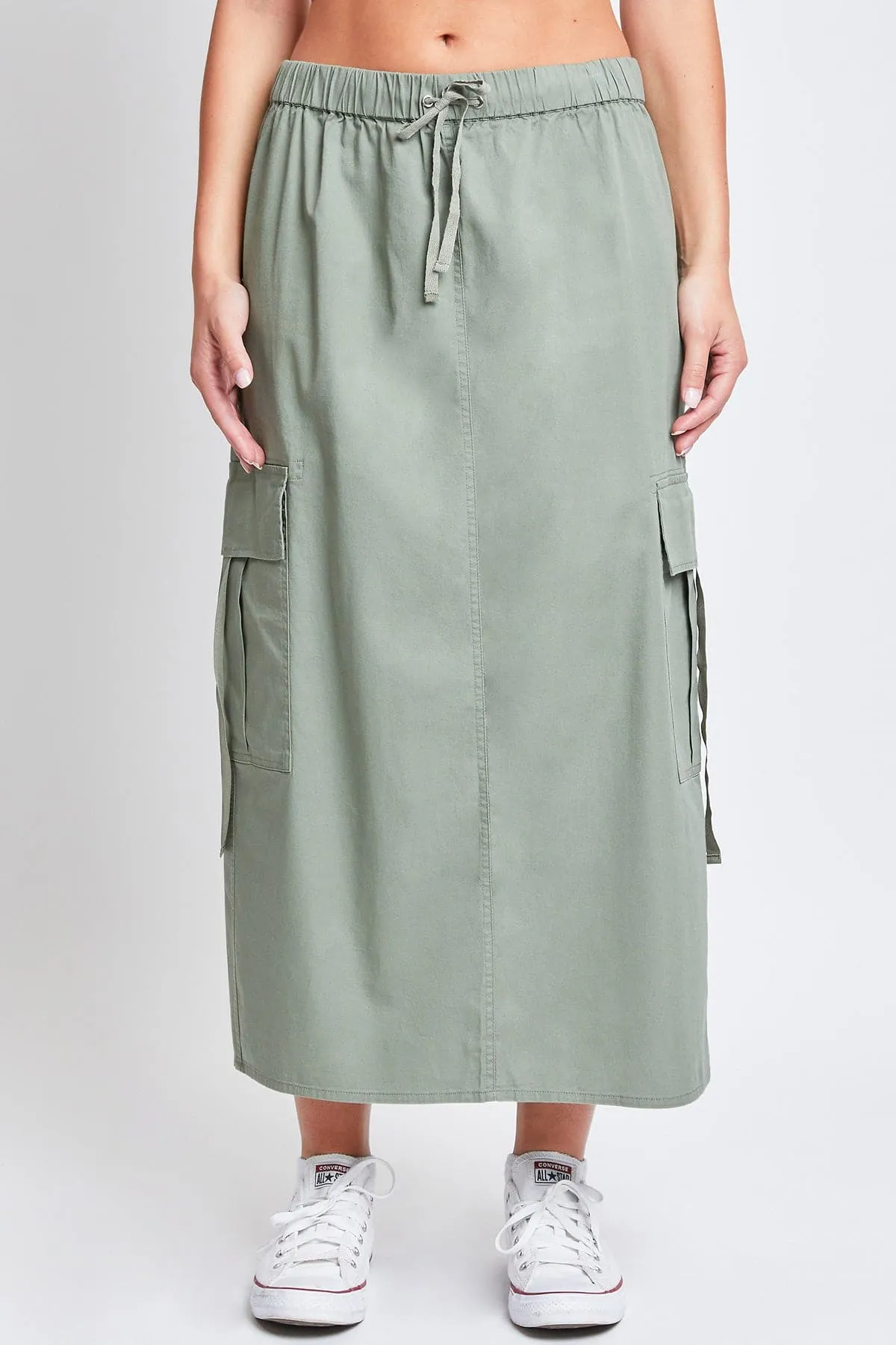 Women’s Poplin Maxi Drawcord Cargo Skirt