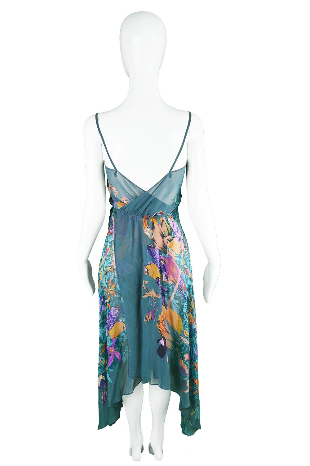 Womens Vintage Silk Chiffon Dress, Spring 1970