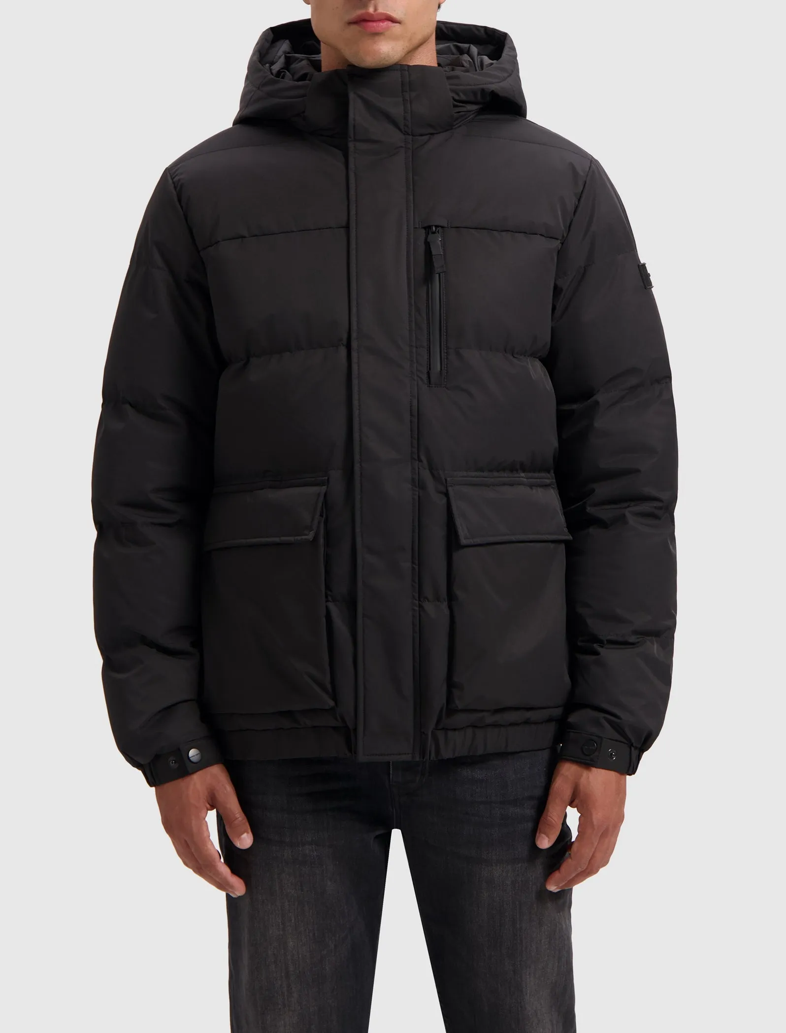 Woven Twill Hooded Jacket | Black