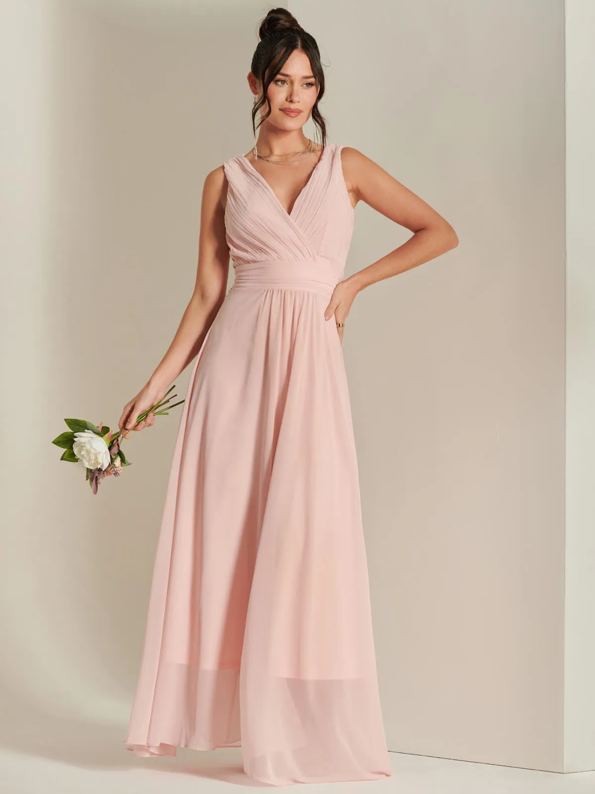 Wrap Bodice Chiffon Maxi Dress, Blush