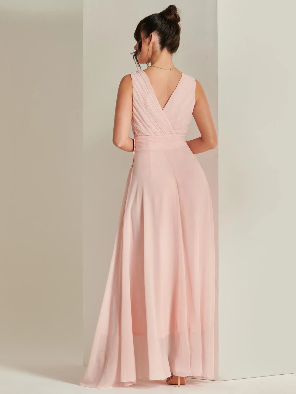 Wrap Bodice Chiffon Maxi Dress, Blush