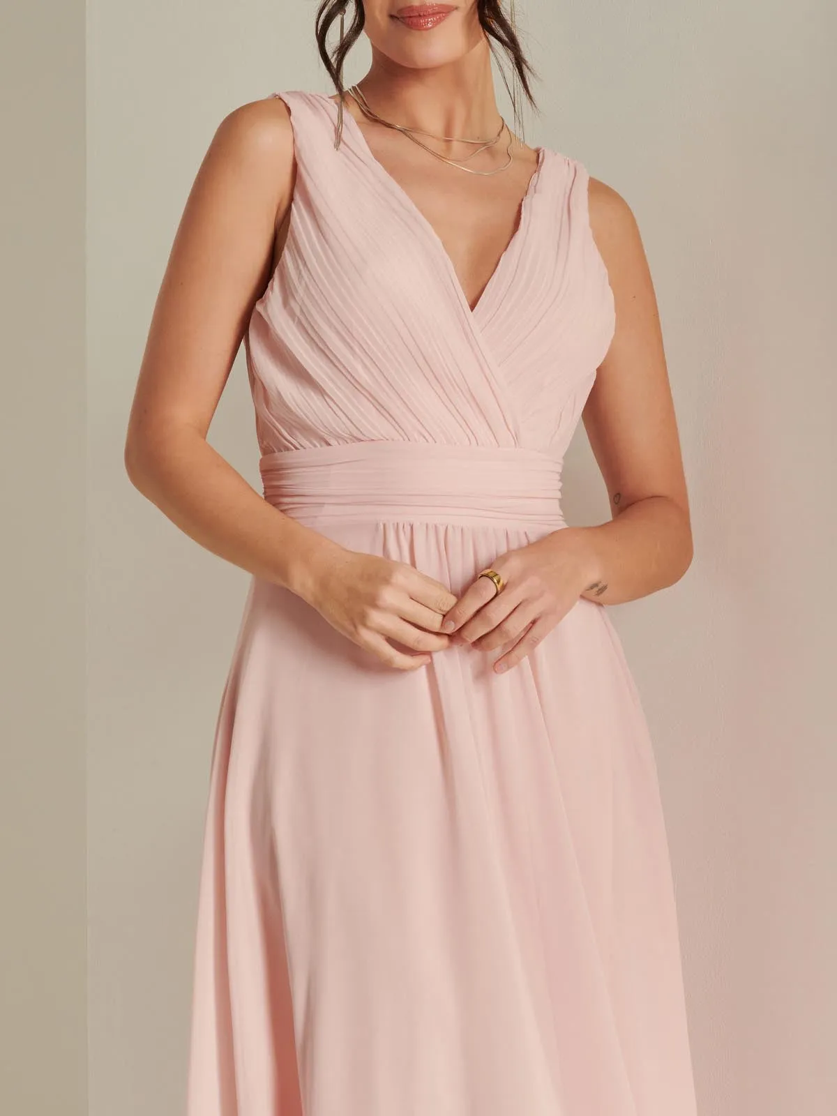 Wrap Bodice Chiffon Maxi Dress, Blush