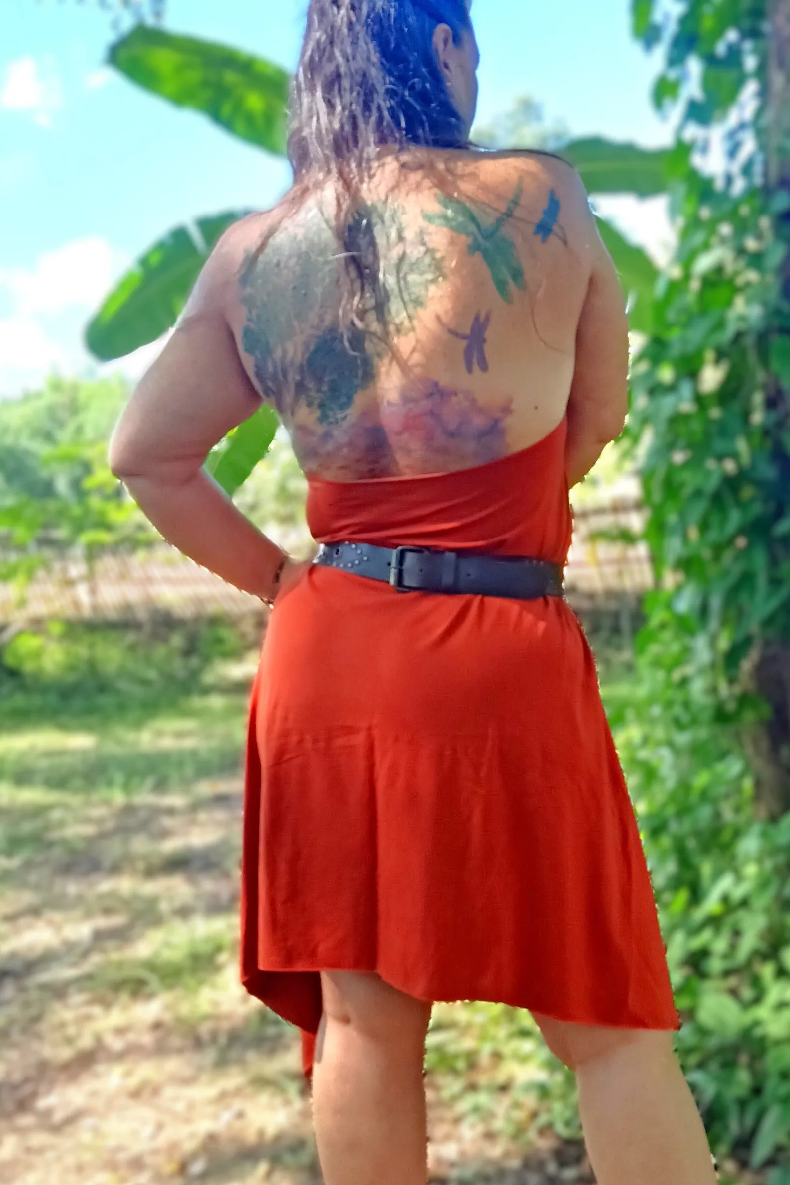 Wrap Dress/Backless Vest in Rust