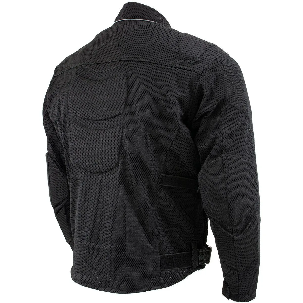 Xelement CF2157 Men's 'Caliber' Black Mesh Motorcycle Jacket with X-Armor Protection